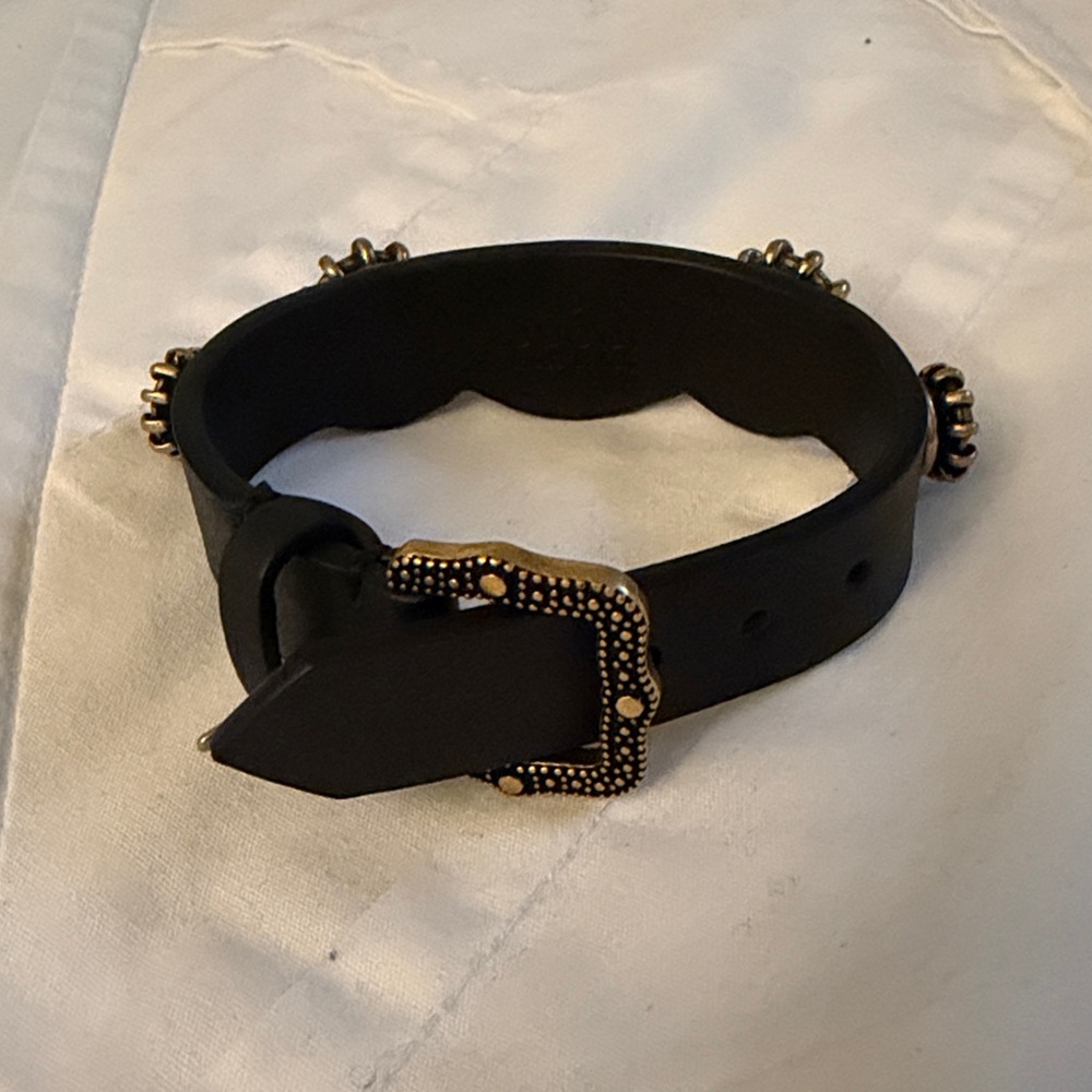 Gucci Calfskin Crystal Feline Heads Bracelet Black - Picture 6 of 8